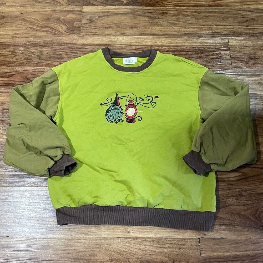 Knock Thrice Unisex Retro Oversized Colourblock Embroided Jumper Cotton Size LG